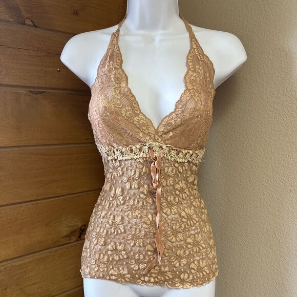 Ann Ferriday Tops - Anthropologie Ann Ferriday Rare OS Lace Crochet Halter Top Sexy Boho Stretch